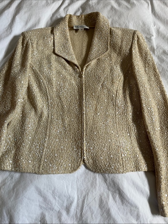 St. John Jackets & Blazers - vintage St. John Evening Collection pearl paillette sequin knit zip jacket wool